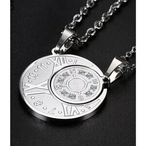 Stainless‎ Steel 2pc Couples Match Numerical Sun & Moon Astro Necklaces